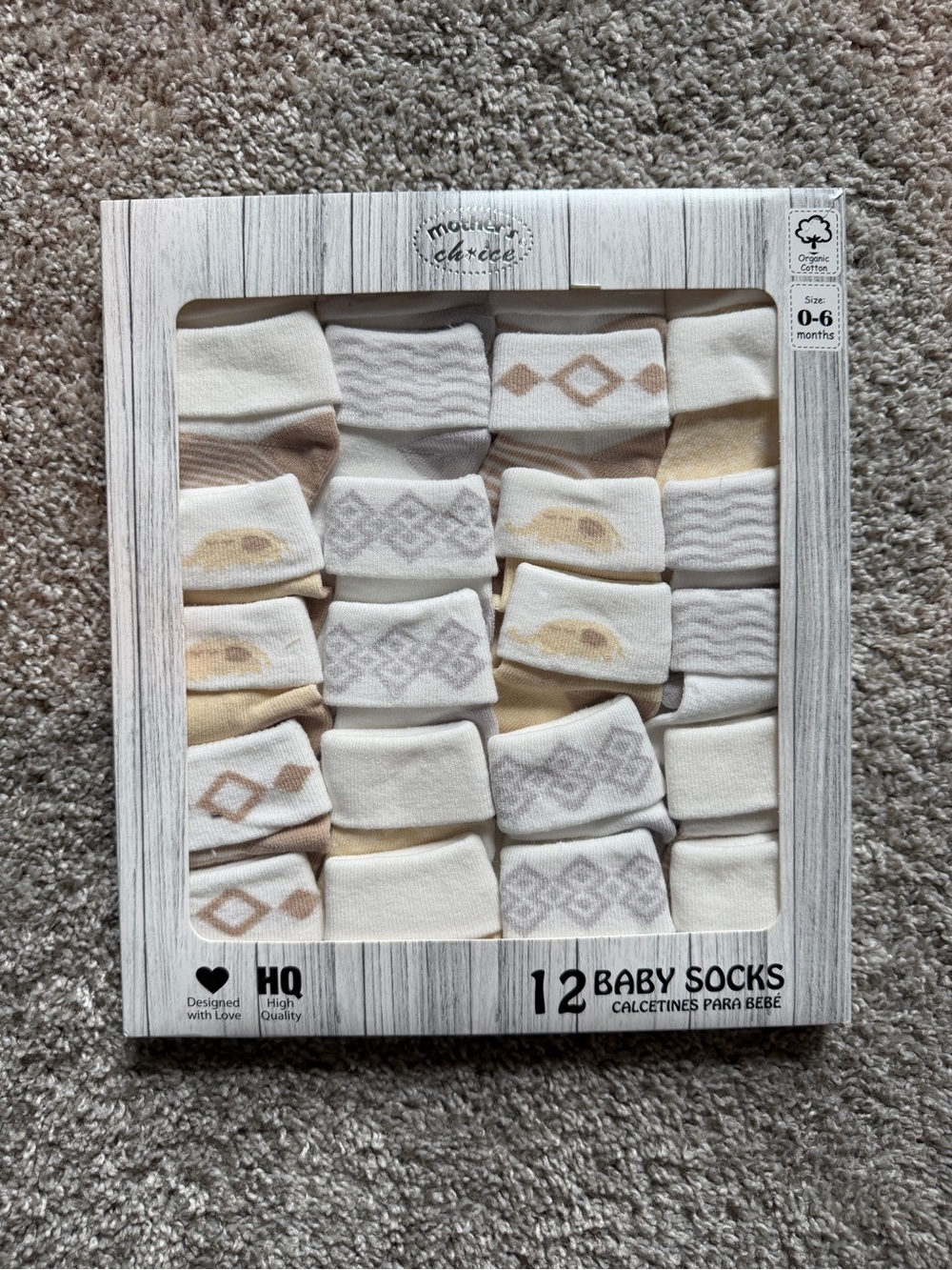Baby Socks 12-Pack in Cream & Tan - Soft Cotton Infant Socks
